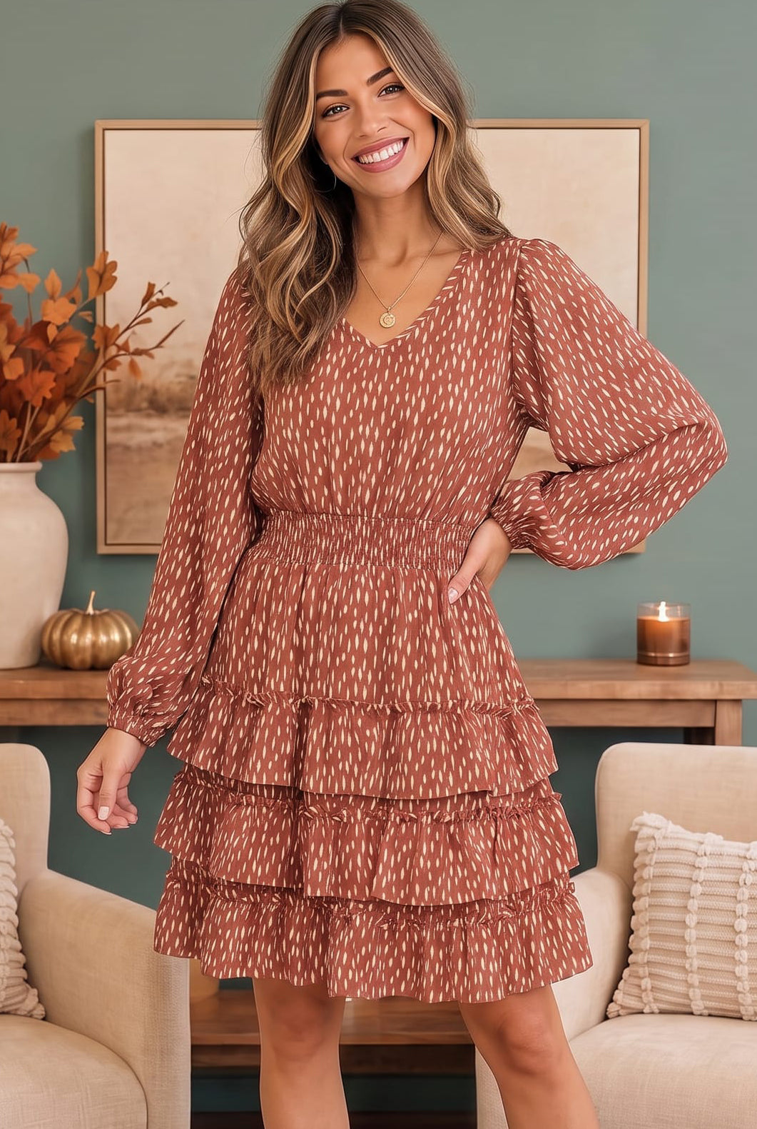 Rust Speckled Dress