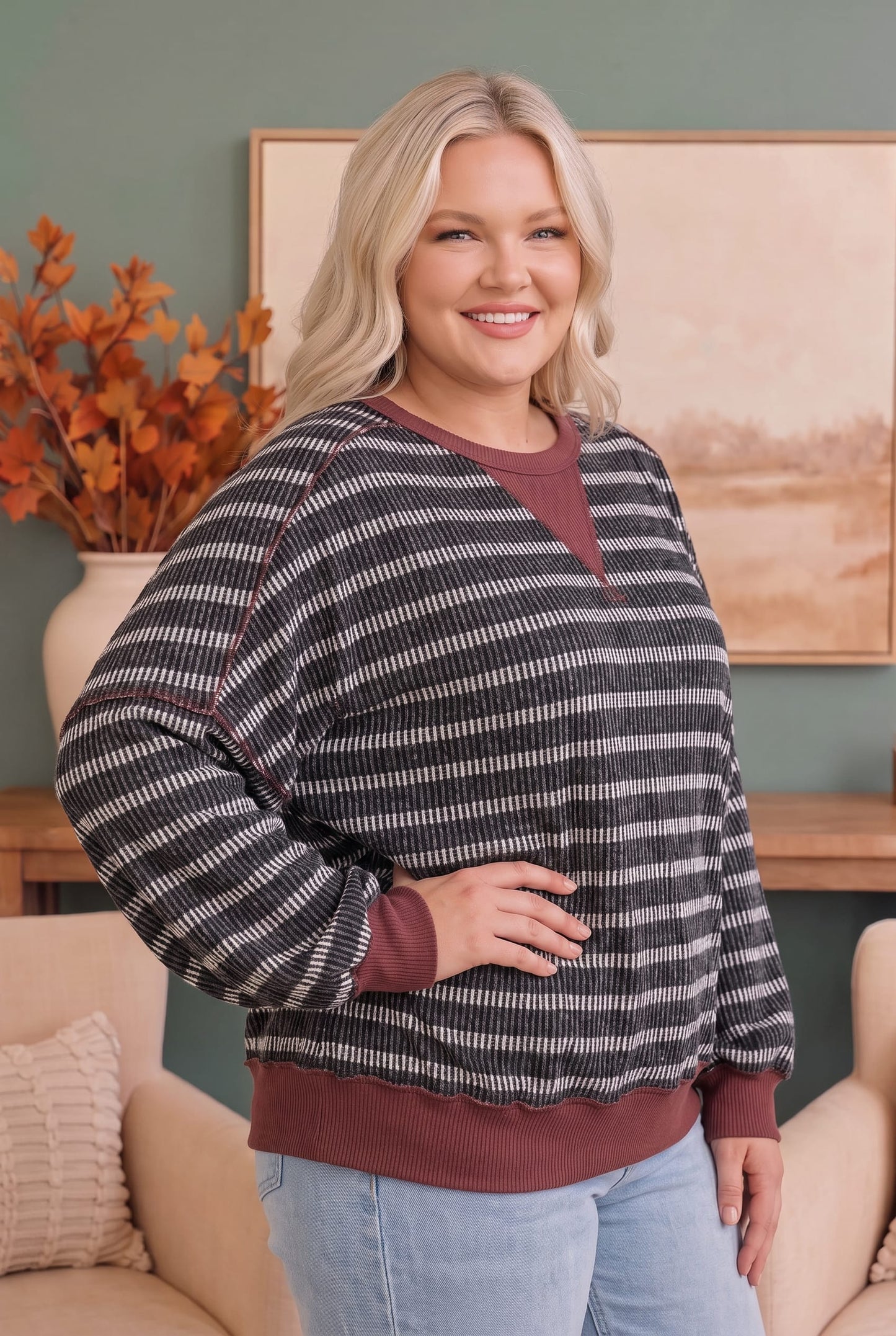 Perfect Plum Striped Top