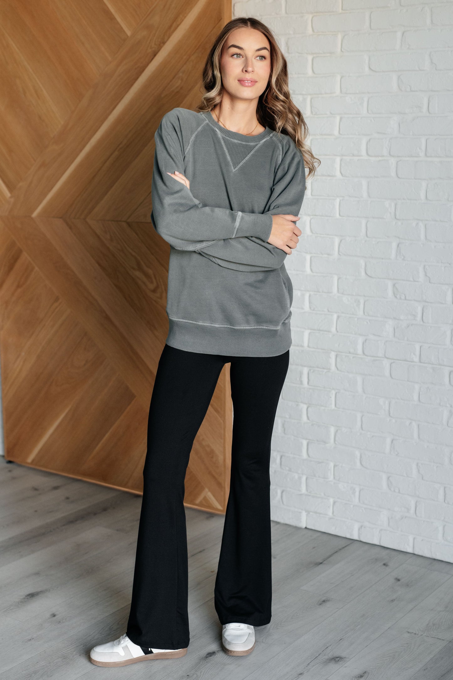 Zenana Favorite Sweatshirt in Ash Jade