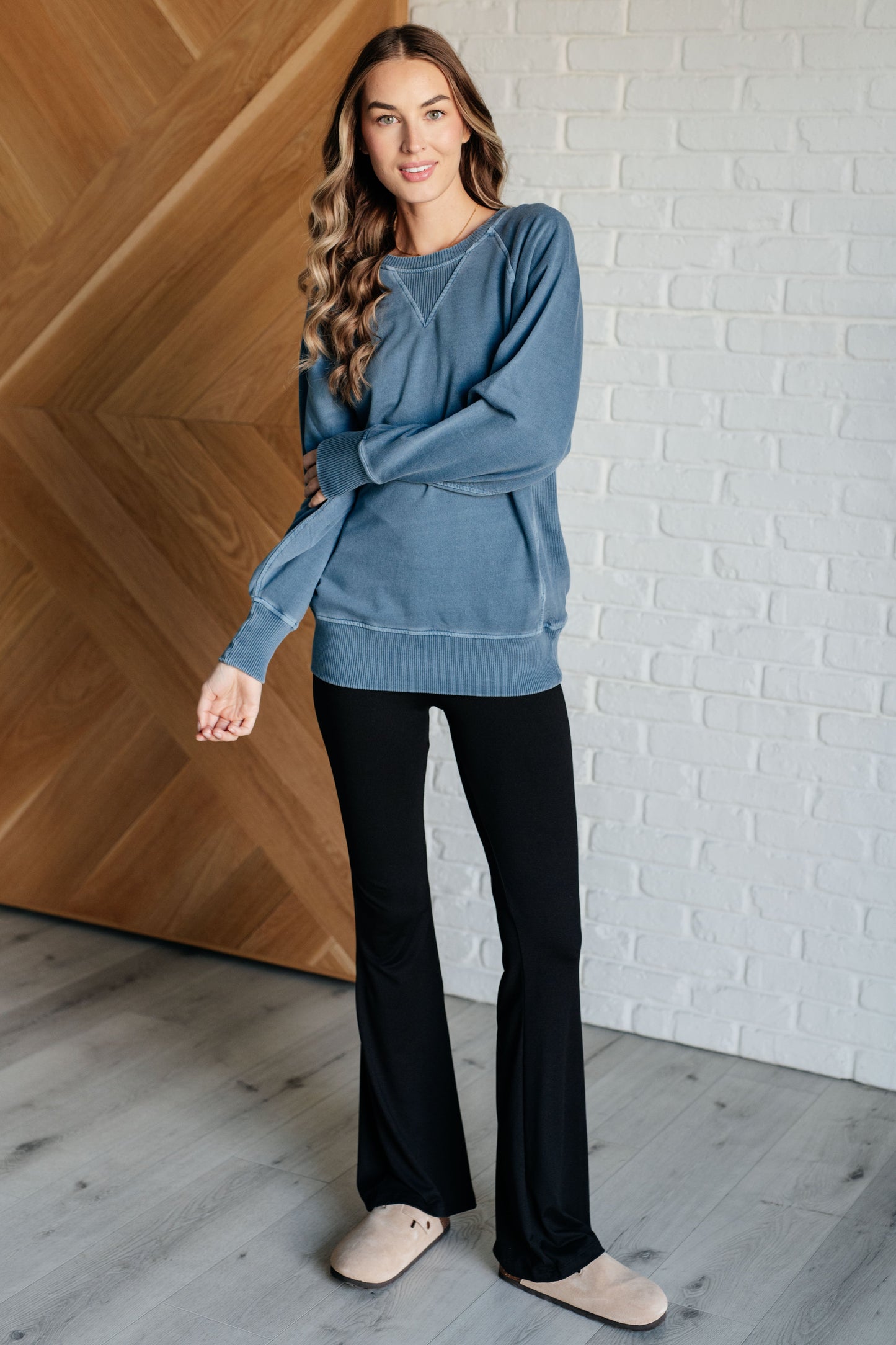 Zenana Favorite Sweatshirt in Dusty Blue