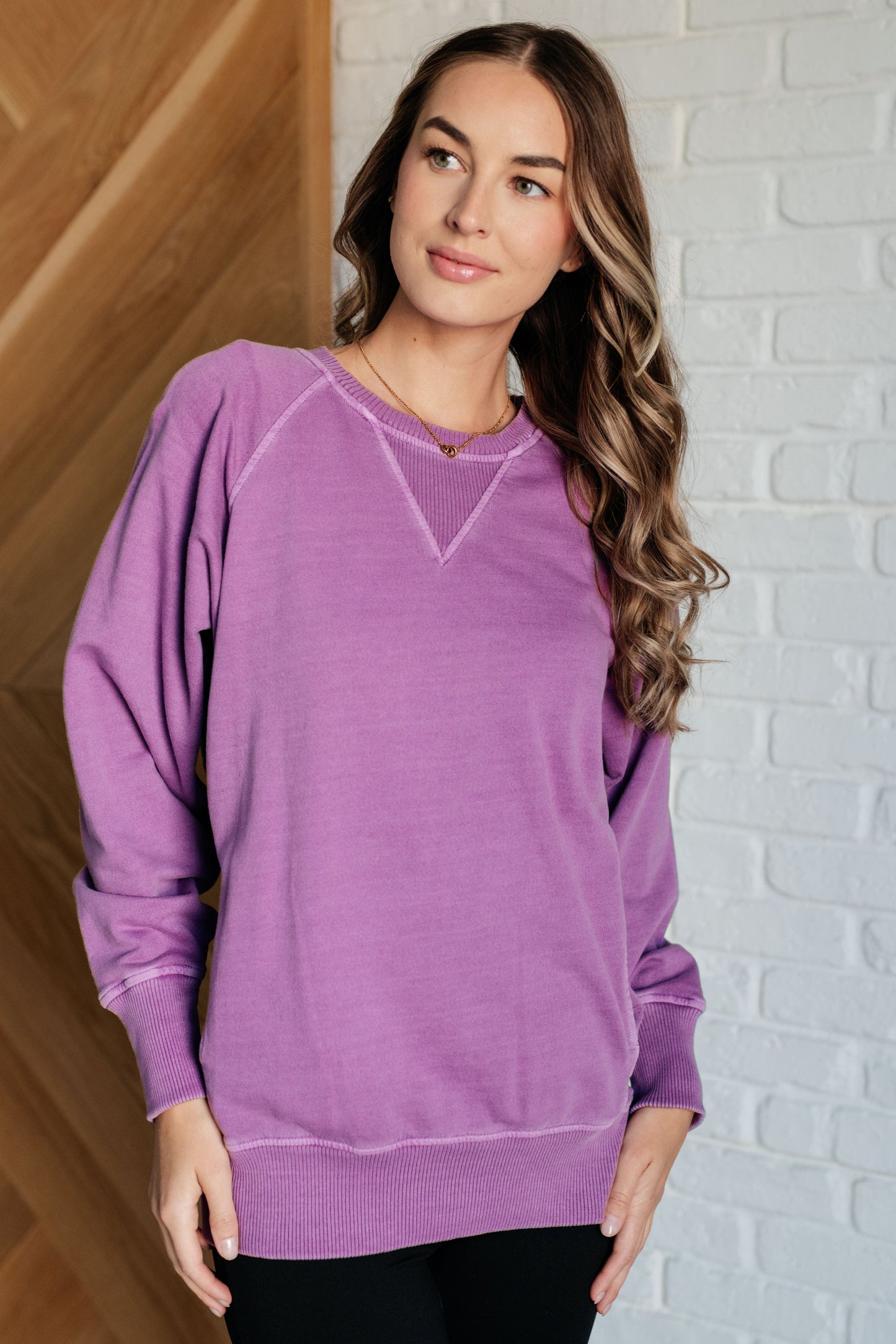 Zenana Favorite Sweatshirt in Light Plum