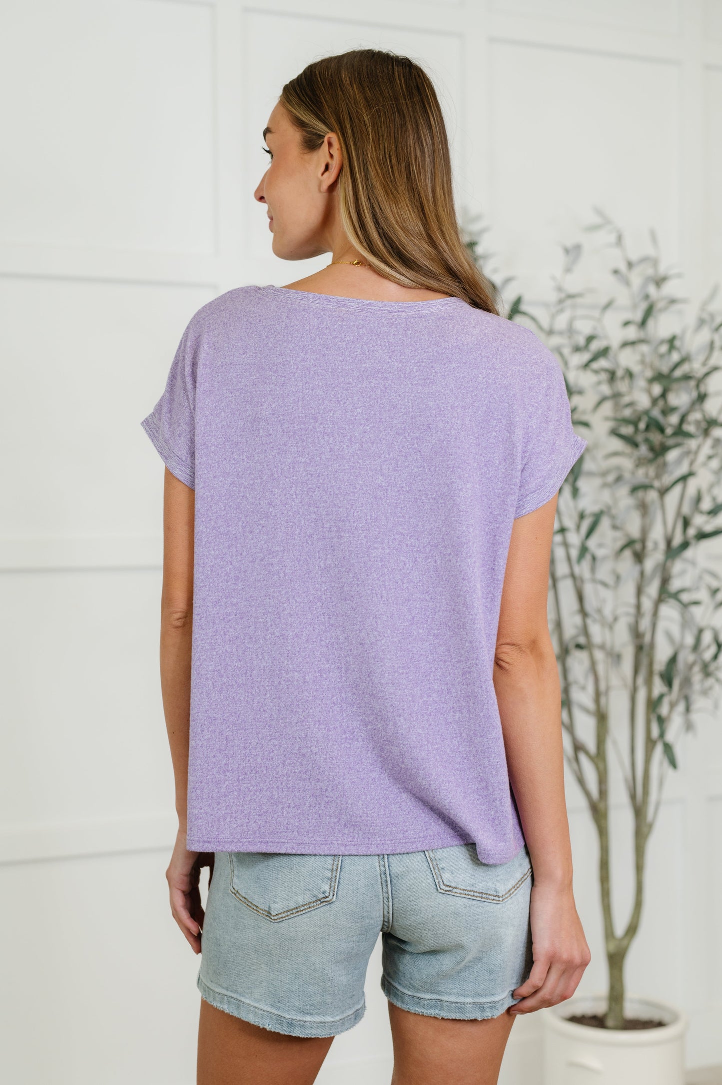 Zenana Heathered Basic Tee in Lavender