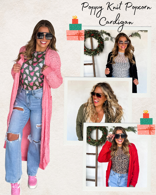 Pre Order: Poppy Knit Popcorn Cardigan