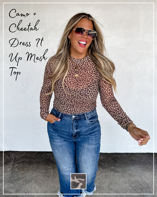Pre Order: Cheetah and Camo Mesh Top