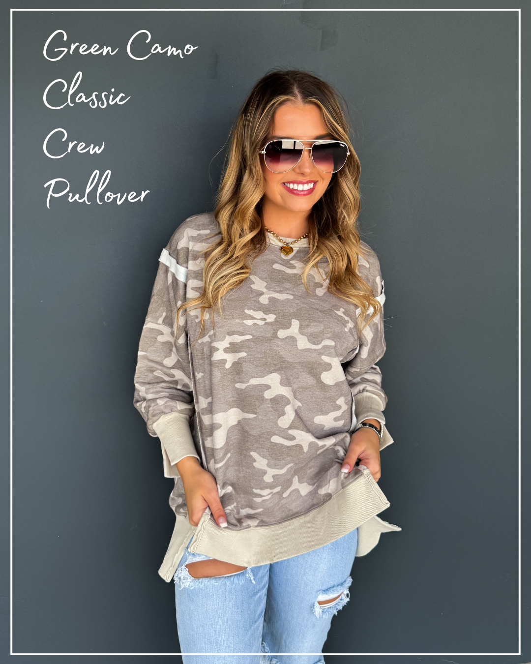 Pre Order: Green Camo Classic Crew Pullover