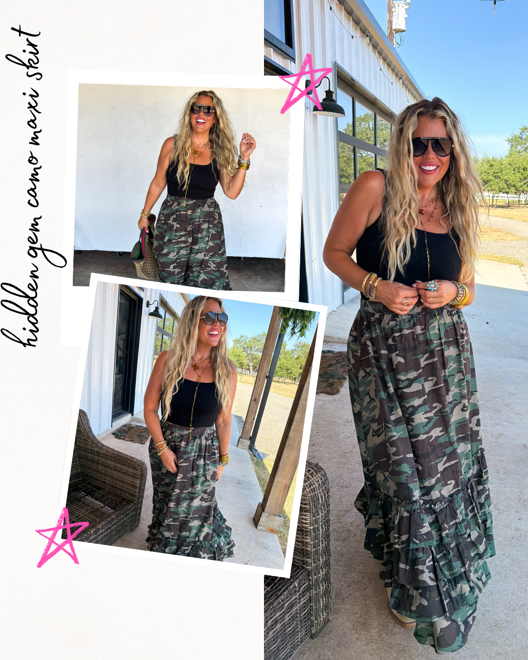 Pre Order: Hidden Gem Camo Maxi Skirt