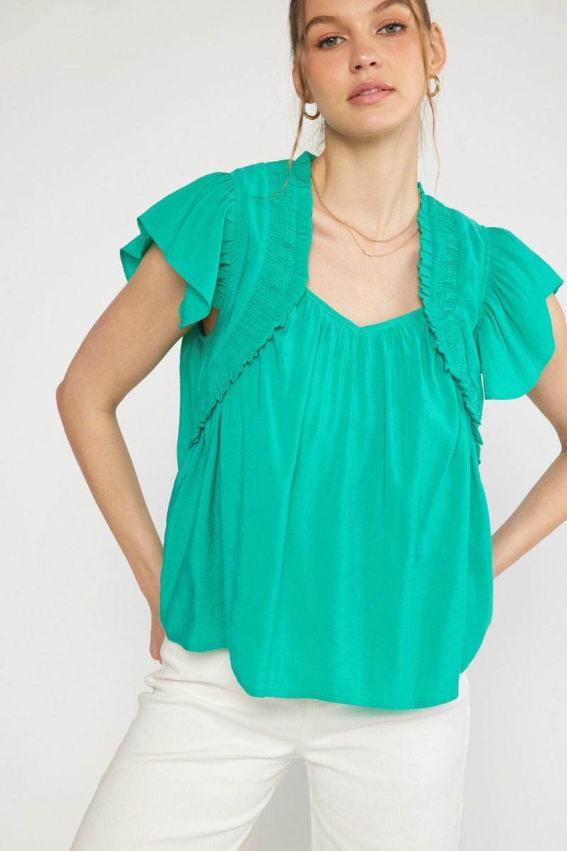 Smocked Sleeve Top