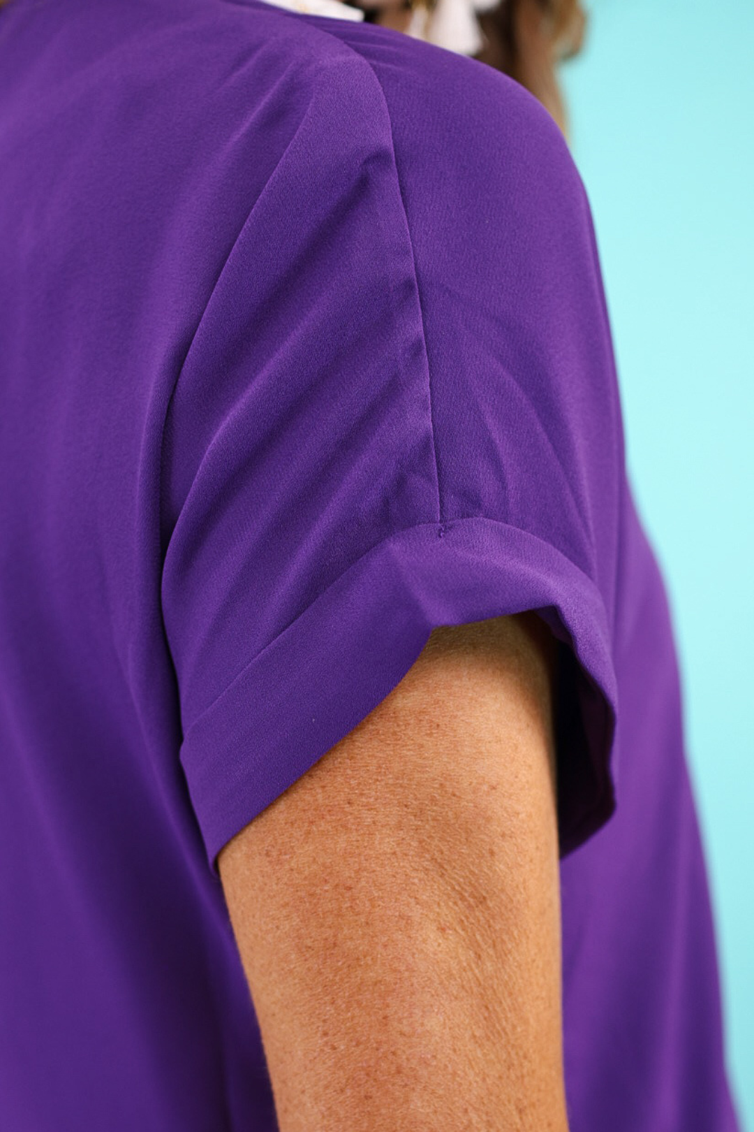 Whitney Dark Purple Short Sleeve Woven Blouse