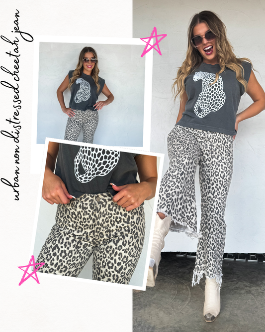 Pre order: Urban Non Distressed Cheetah Jean - LIMITED availability