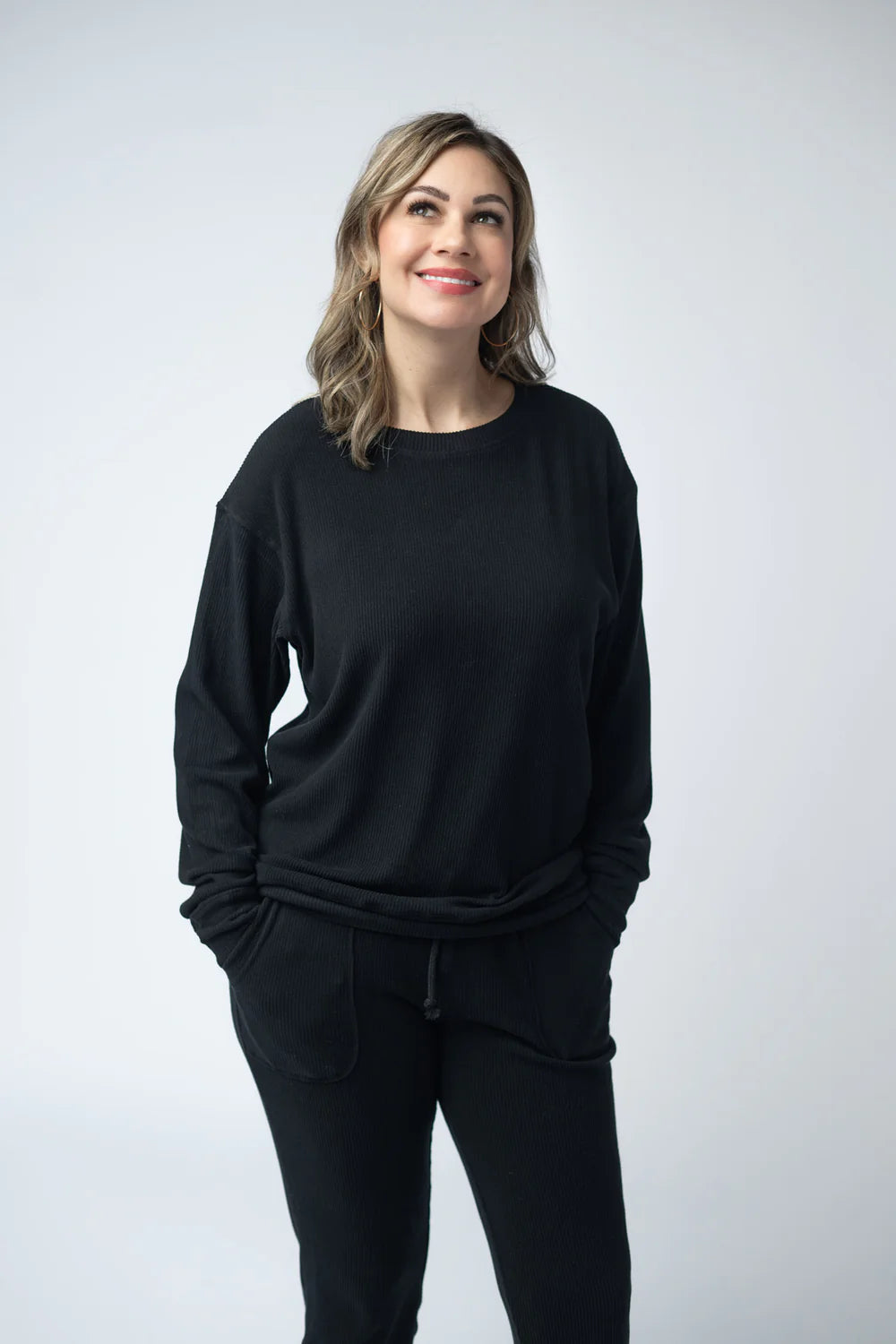 Corrine Ribbed Pullover - Black