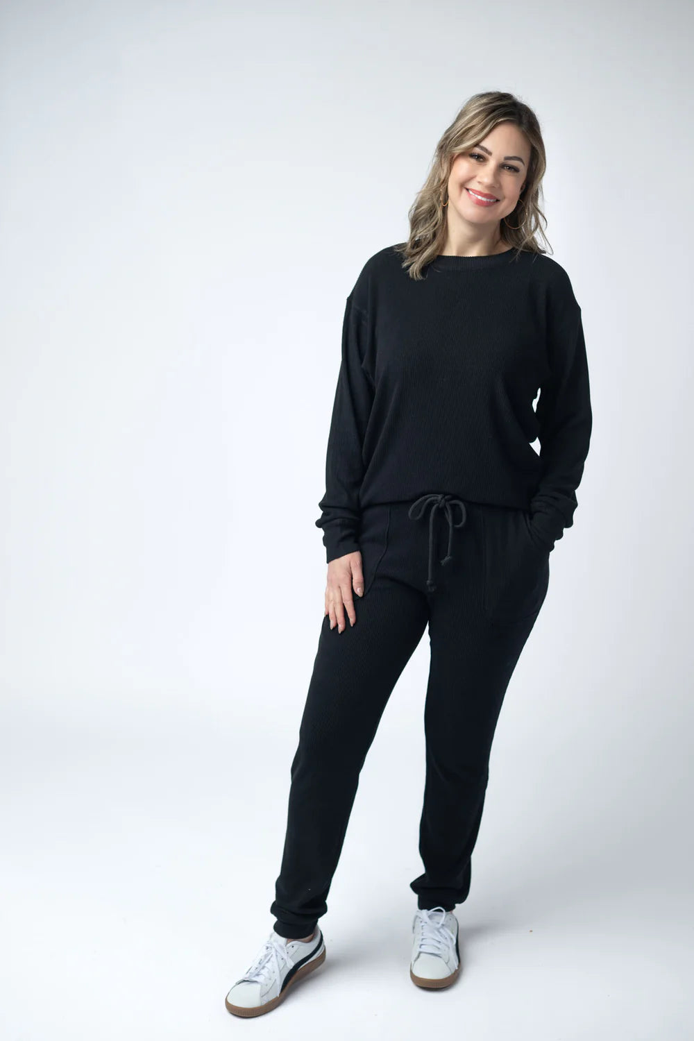 Corrine Ribbed Pullover - Black