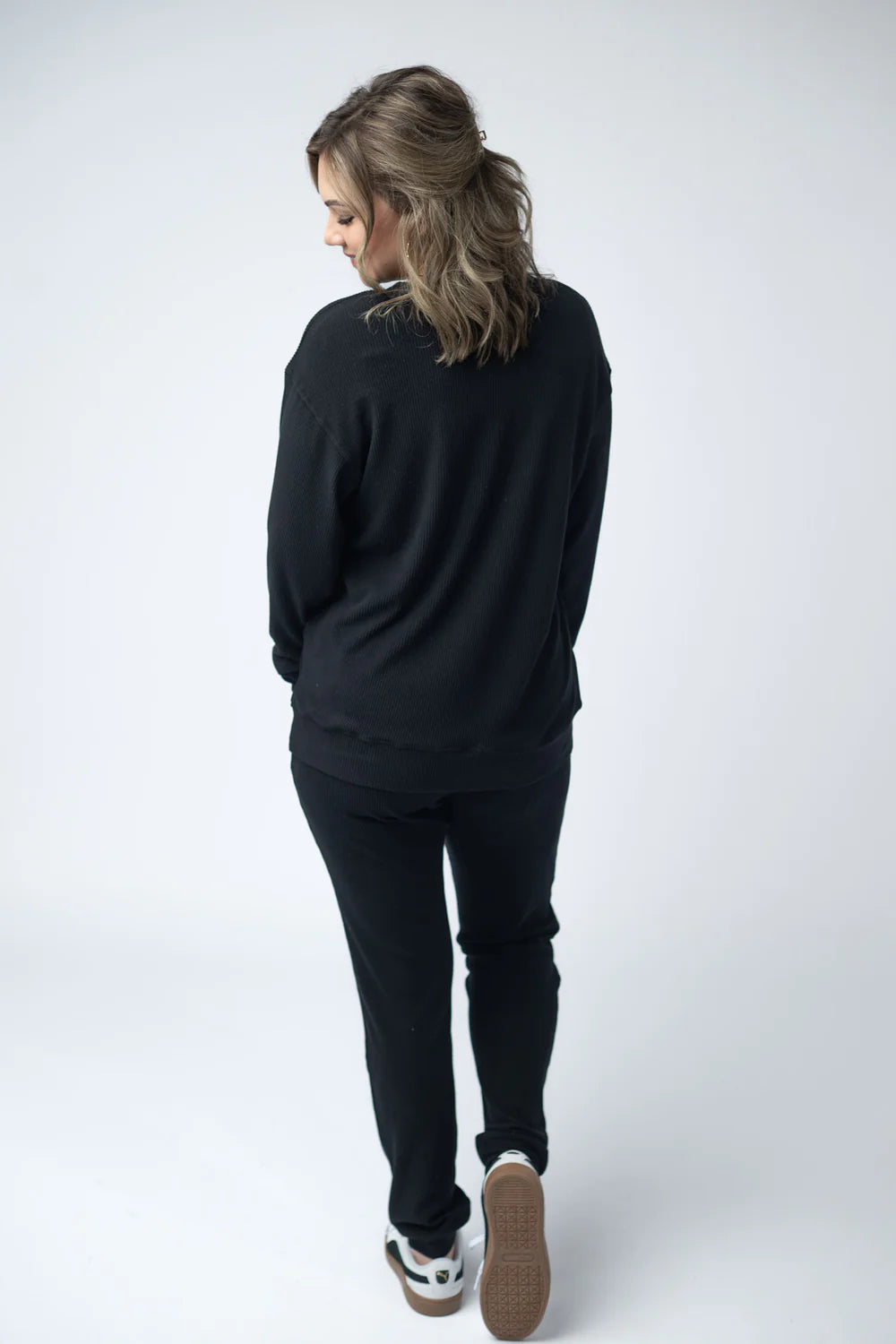 Corrine Ribbed Pullover - Black