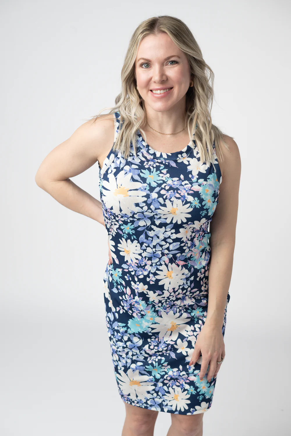 Daisy Blues Ribbed Dress