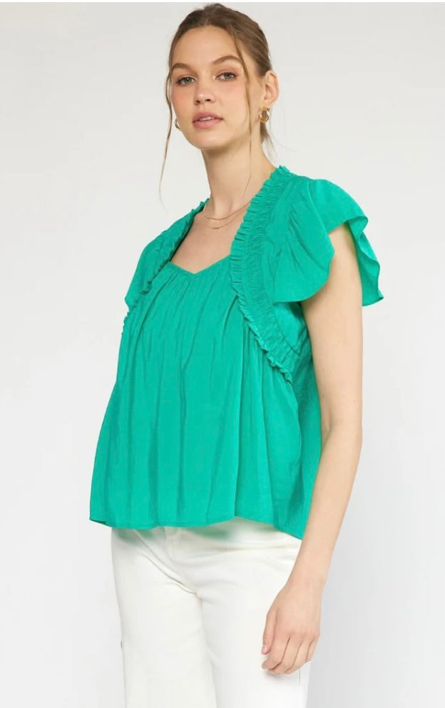 Smocked Sleeve Top