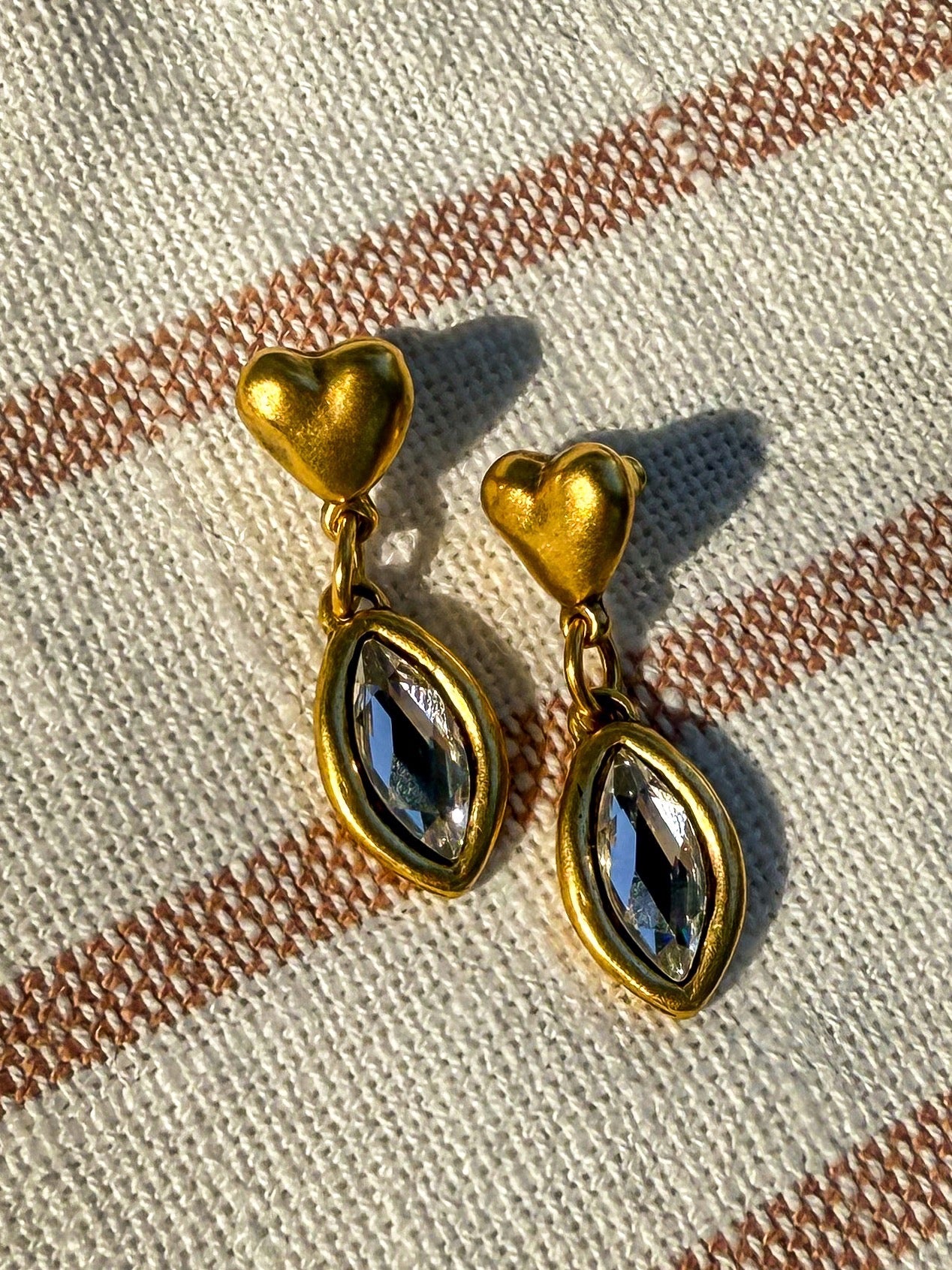 Antique Gold Heart Earrings
