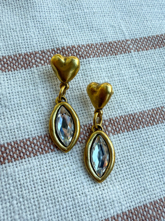 Antique Gold Heart Earrings