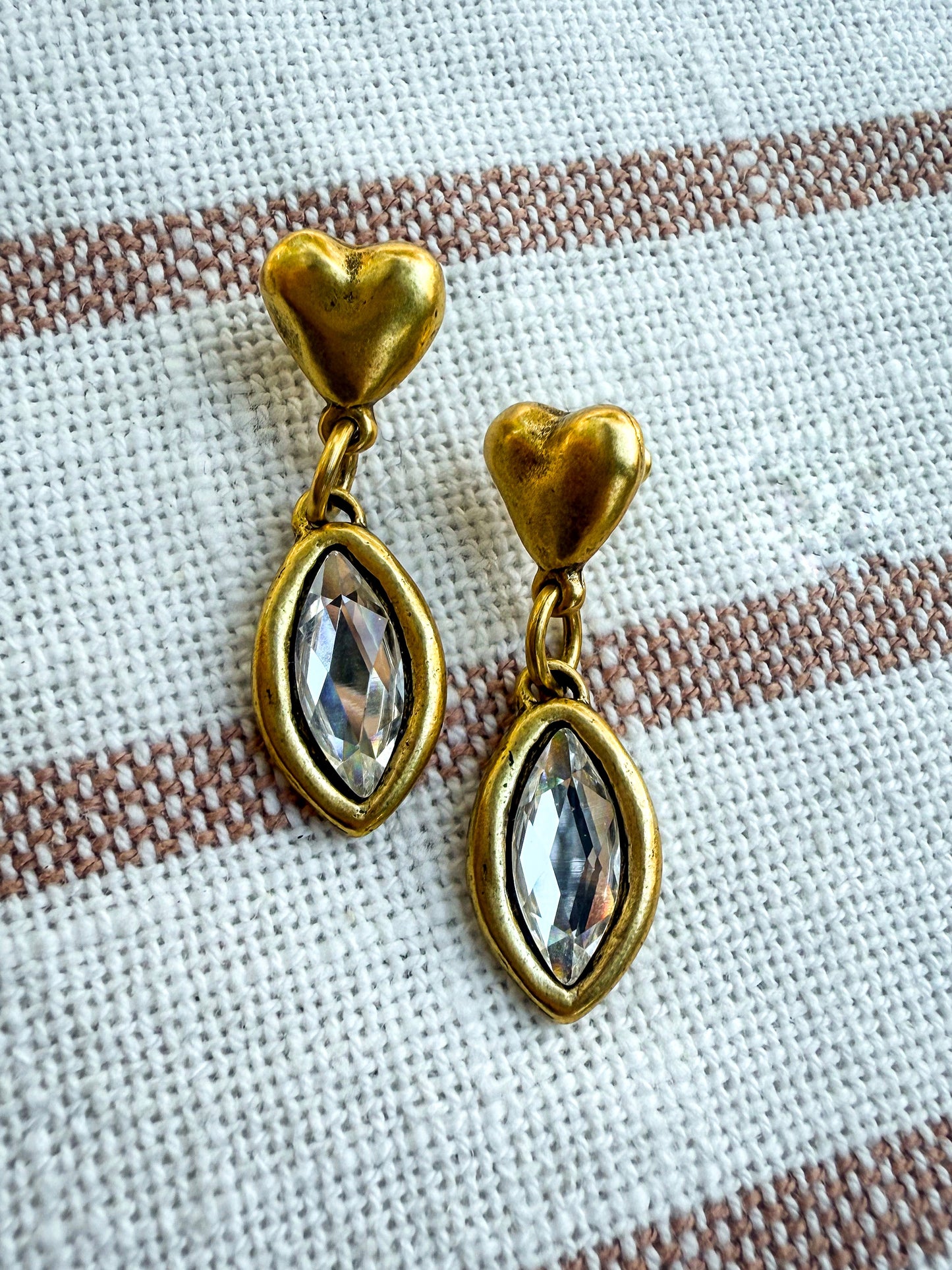 Antique Gold Heart Earrings