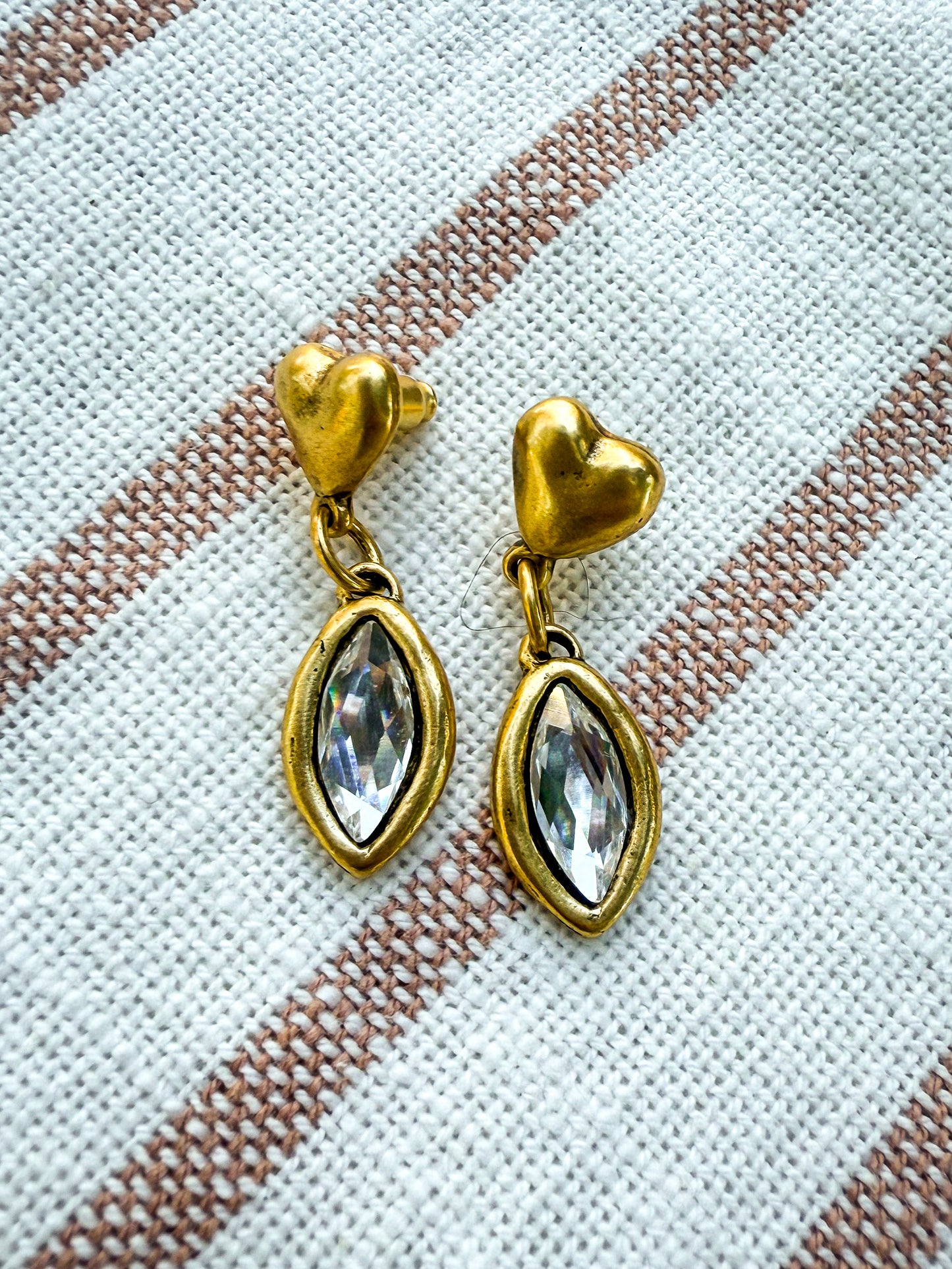 Antique Gold Heart Earrings