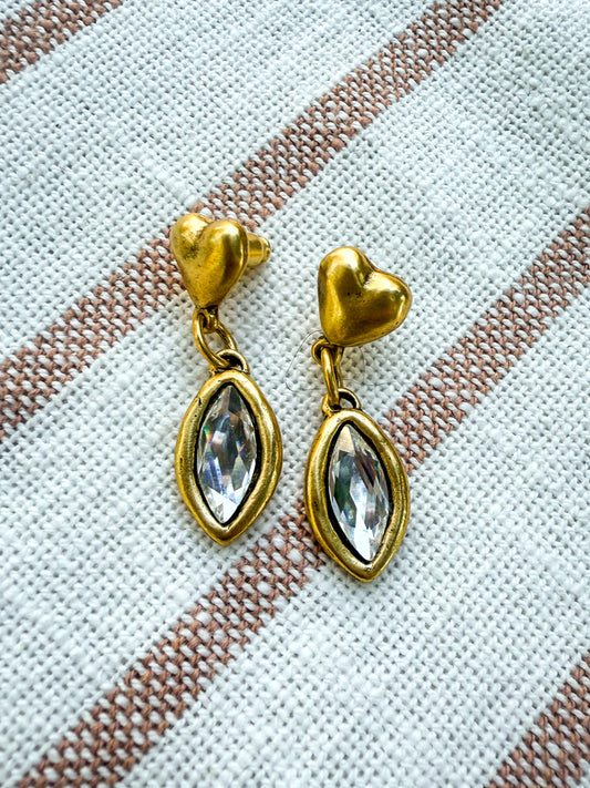 Antique Gold Heart Earrings