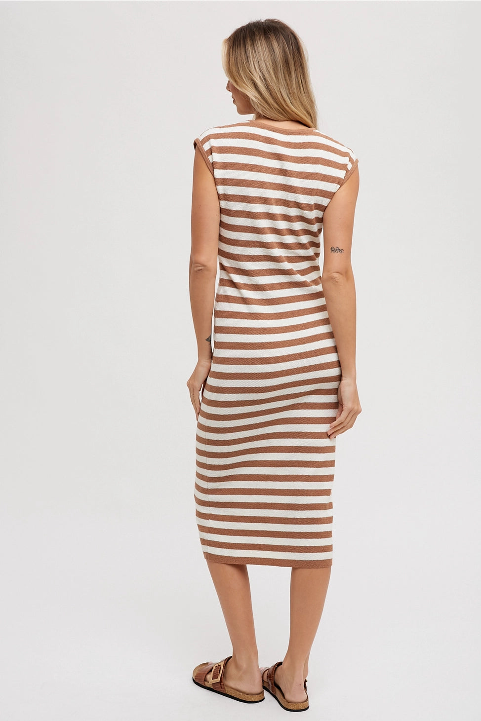 Mocha Striped Sleeveless Dress