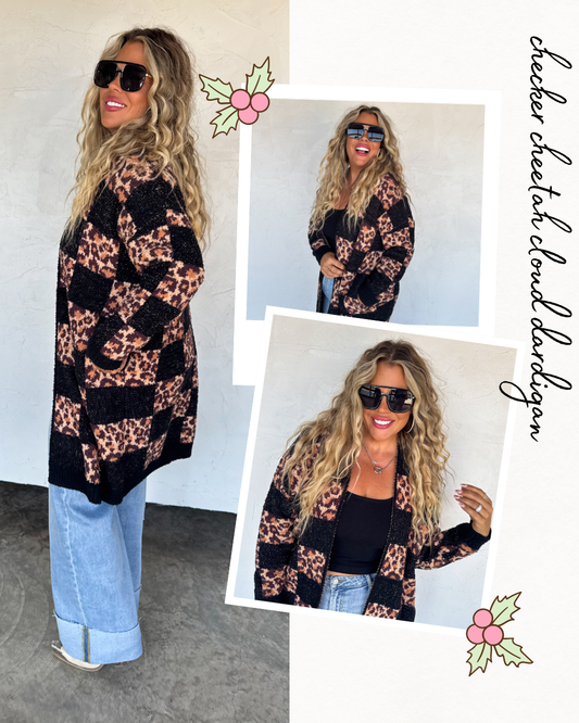 Pre Order - Checker Cheetah Cloud Cardigan