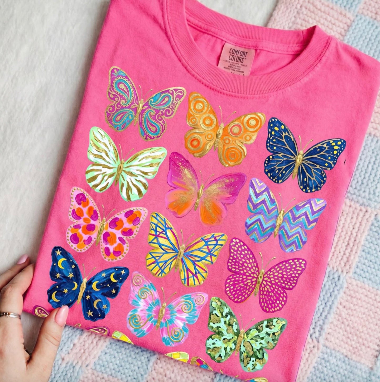Pink Multi Butterfly Graphic Tee or Sweatshirt