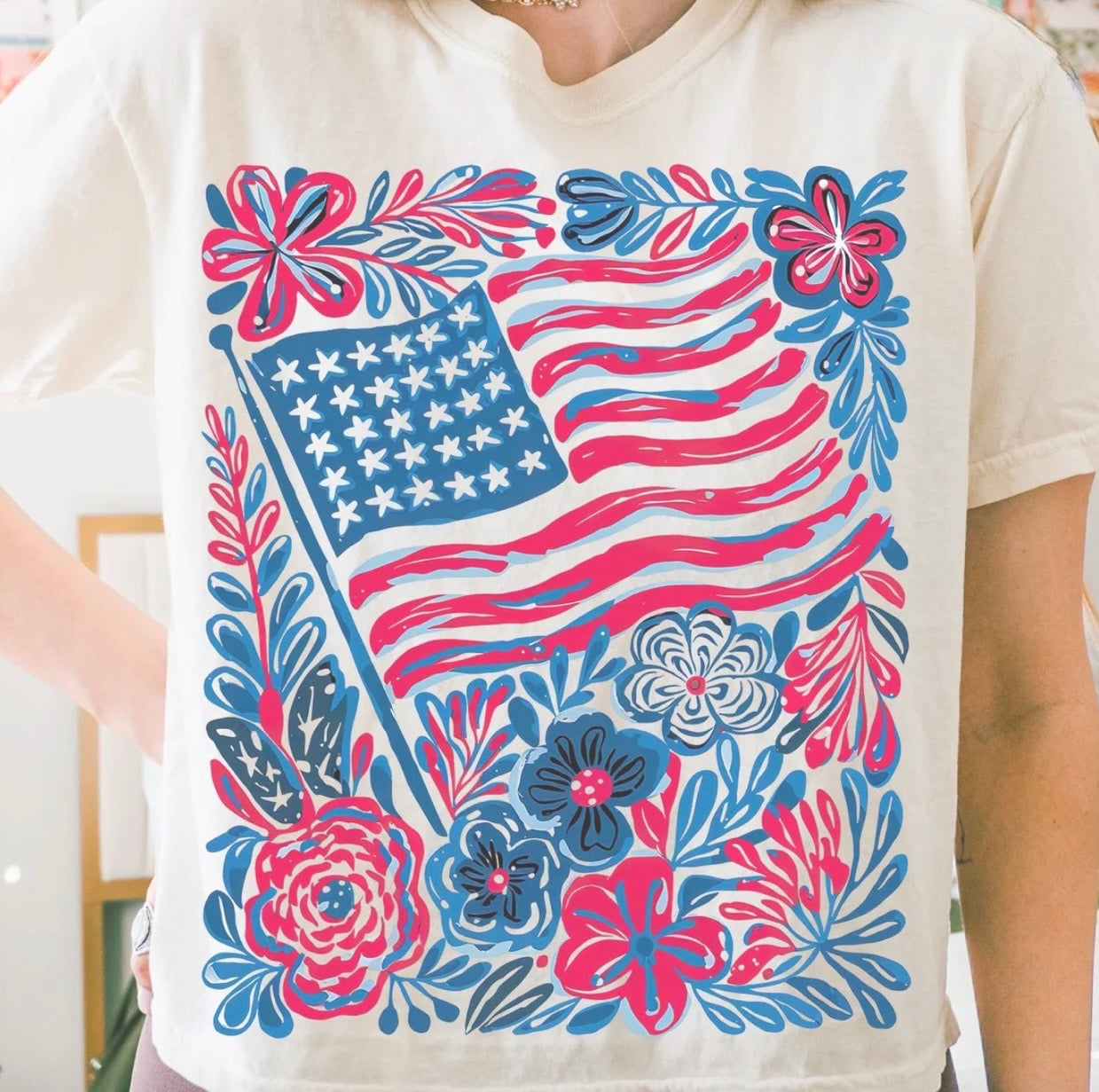 Floral Americana Graphic Tee or Sweatshirt