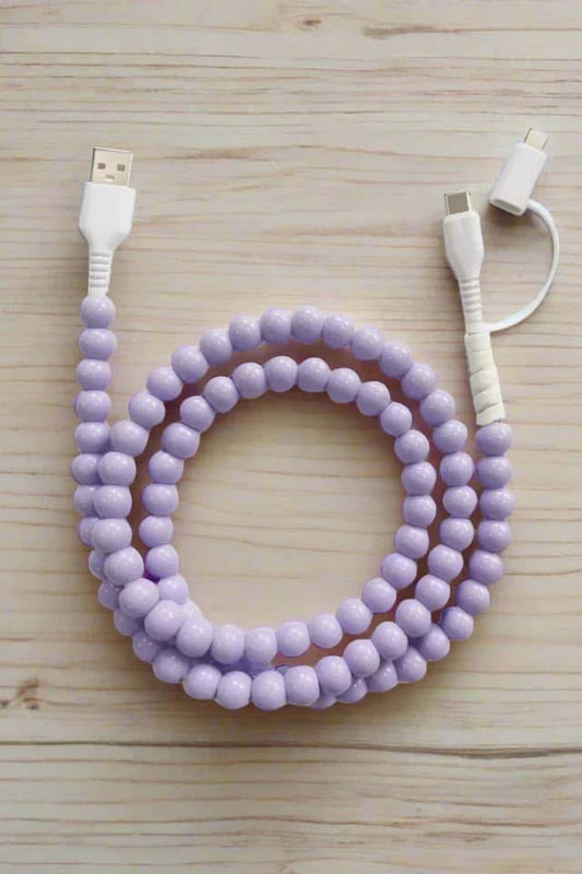 Beaded 2-in-1 Phone Charger Cord - 9 color options
