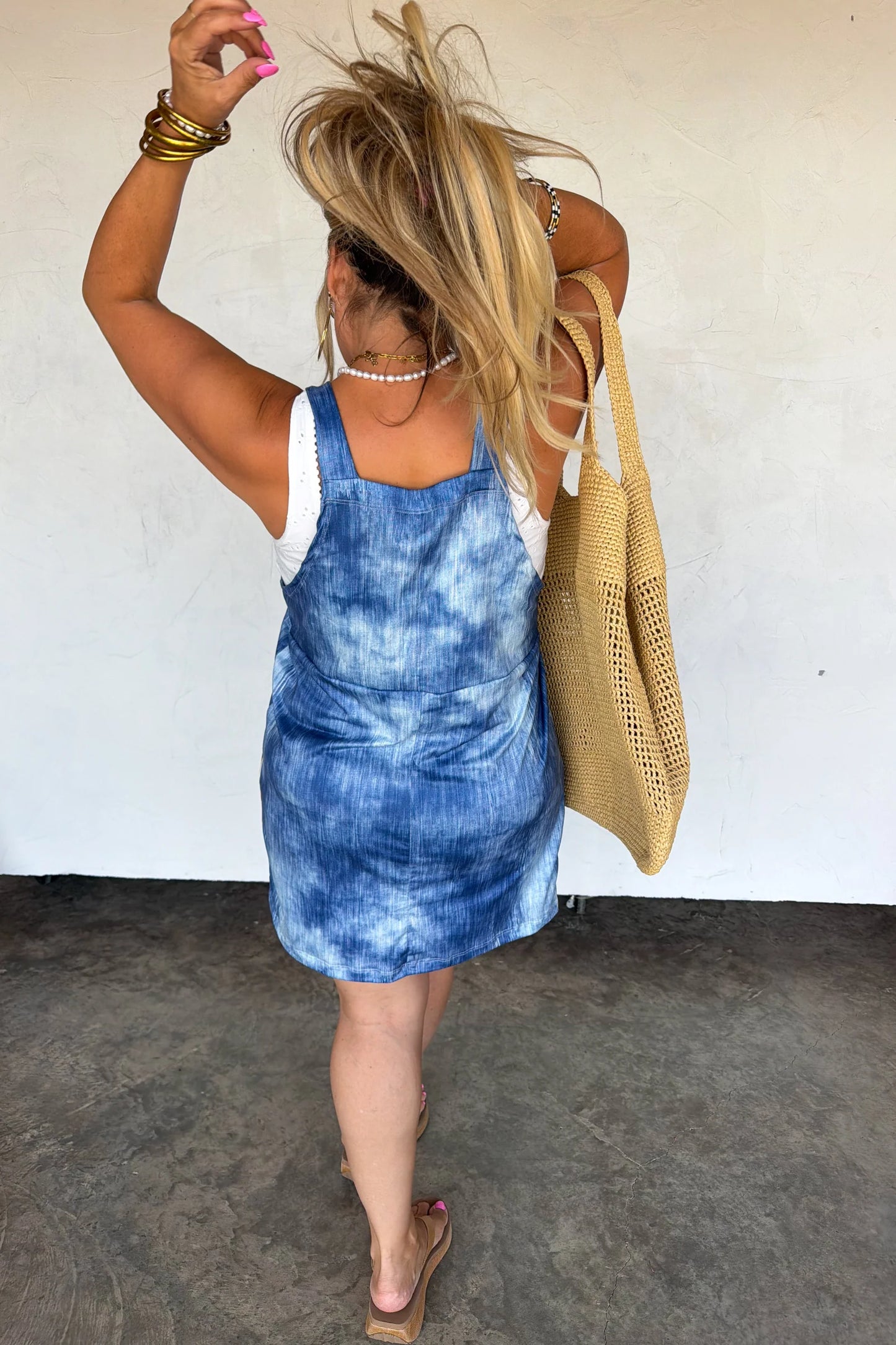 Pre Order: Mock Denim Overall Skirt