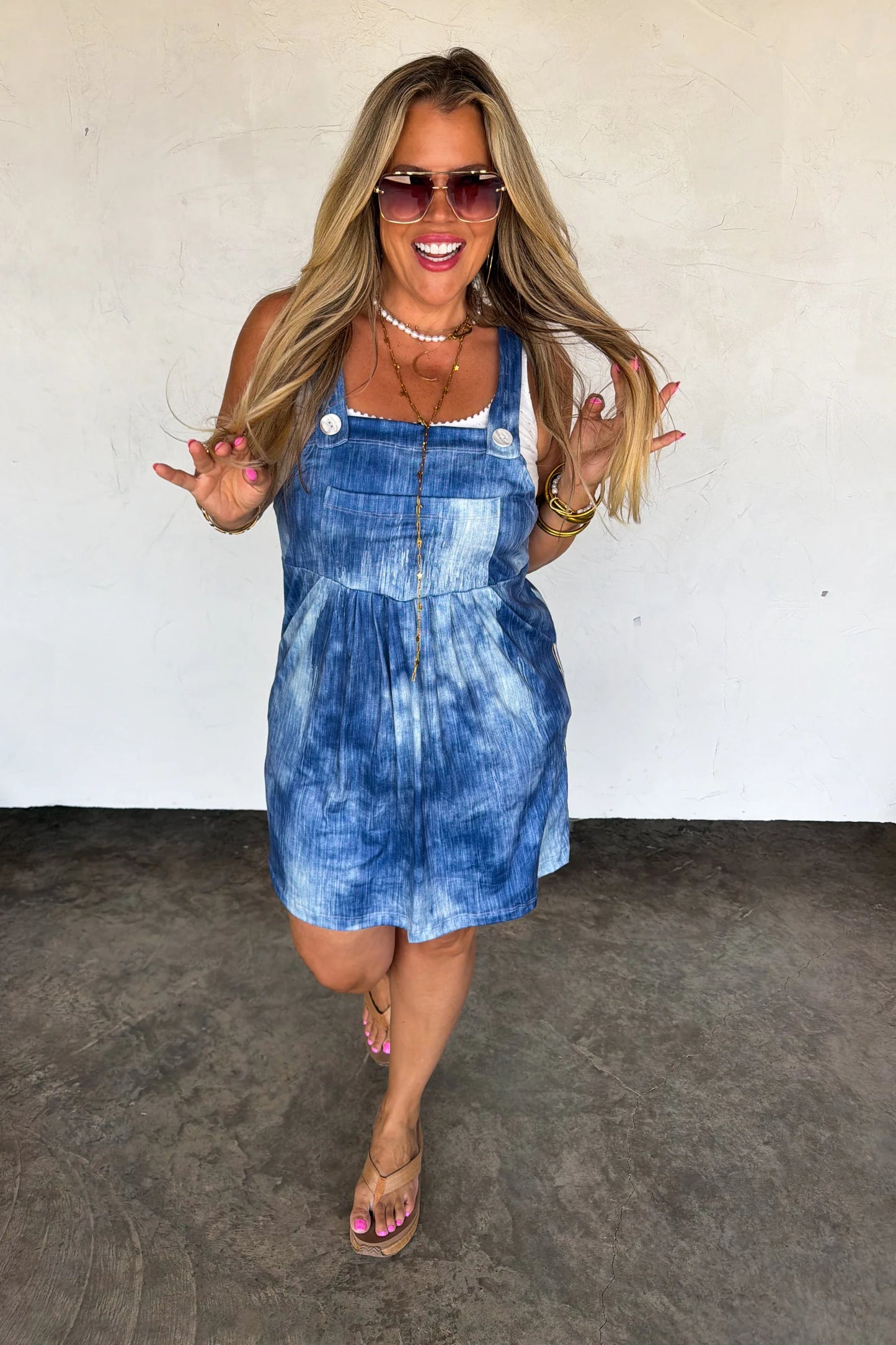 Pre Order: Mock Denim Overall Skirt