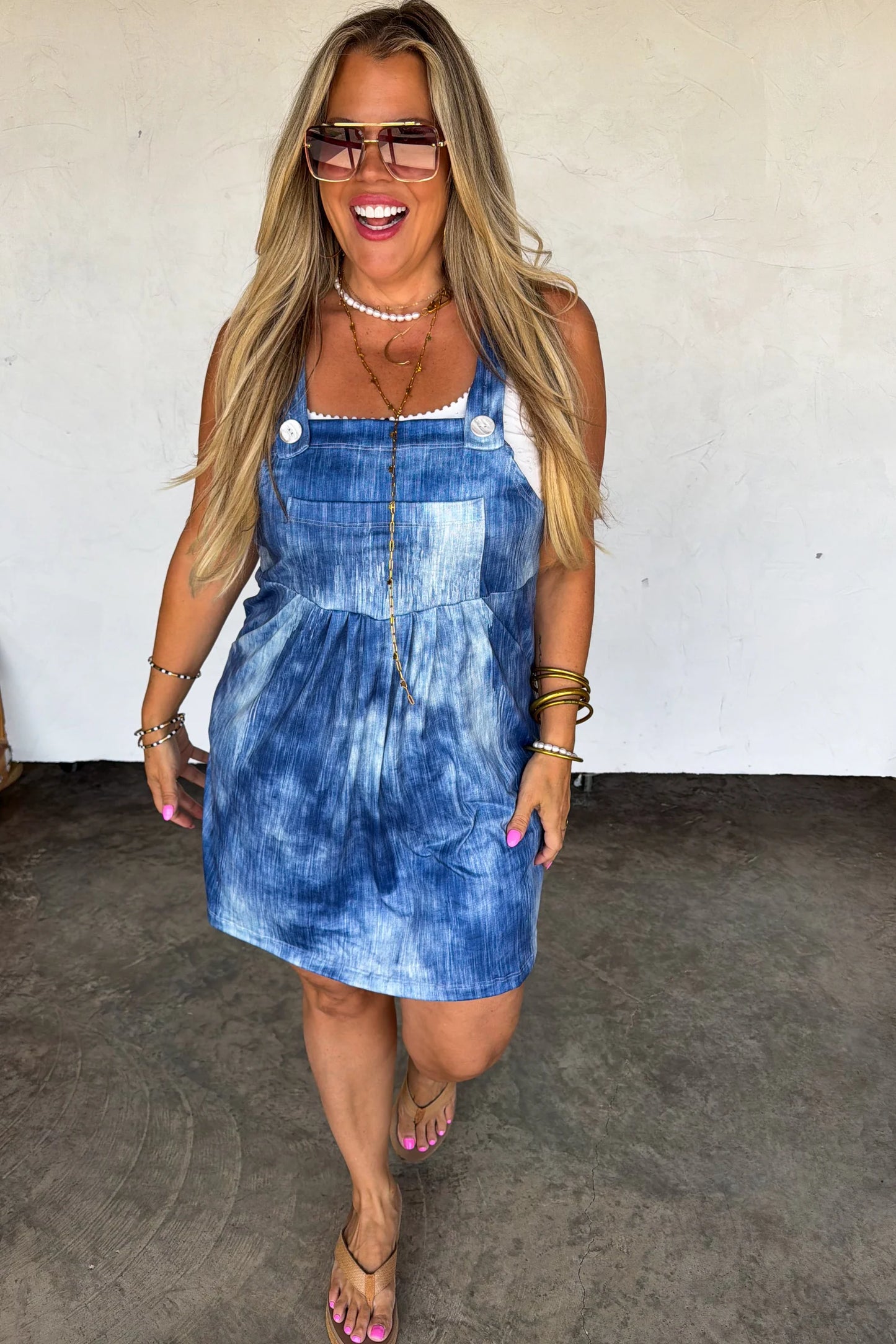 Pre Order: Mock Denim Overall Skirt