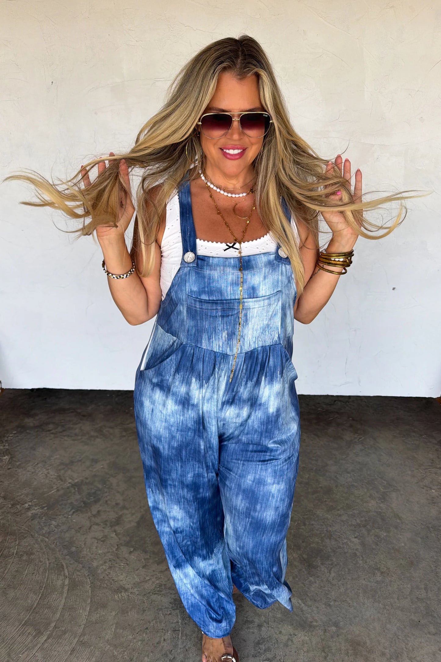 Pre Order: Mock Denim Boho Overalls