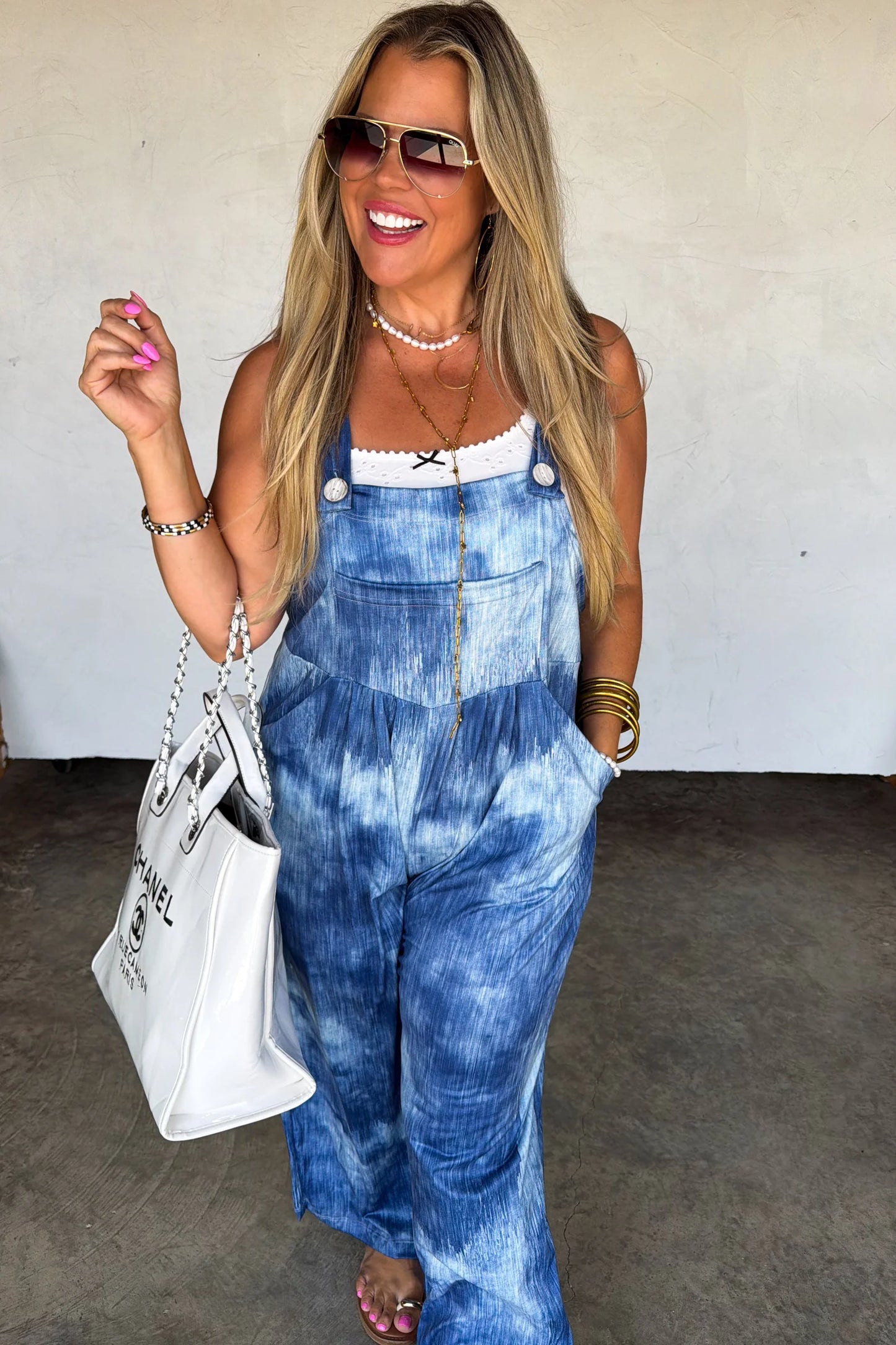Pre Order: Mock Denim Boho Overalls