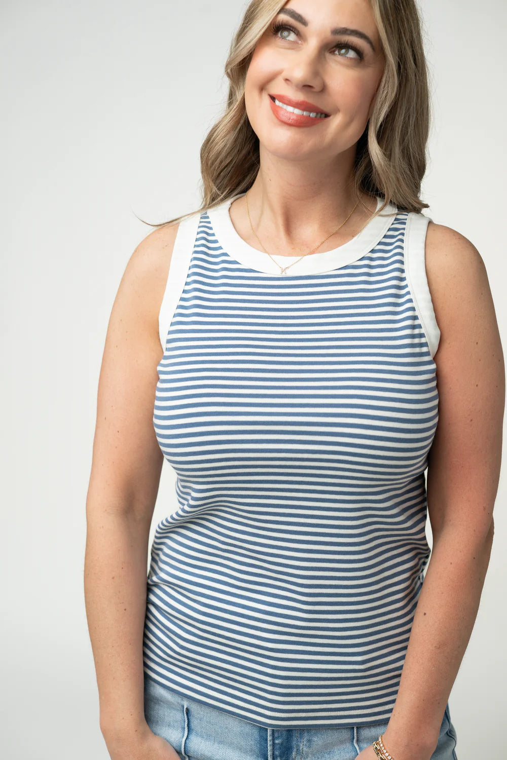 Classic Blue and White Striped Tank