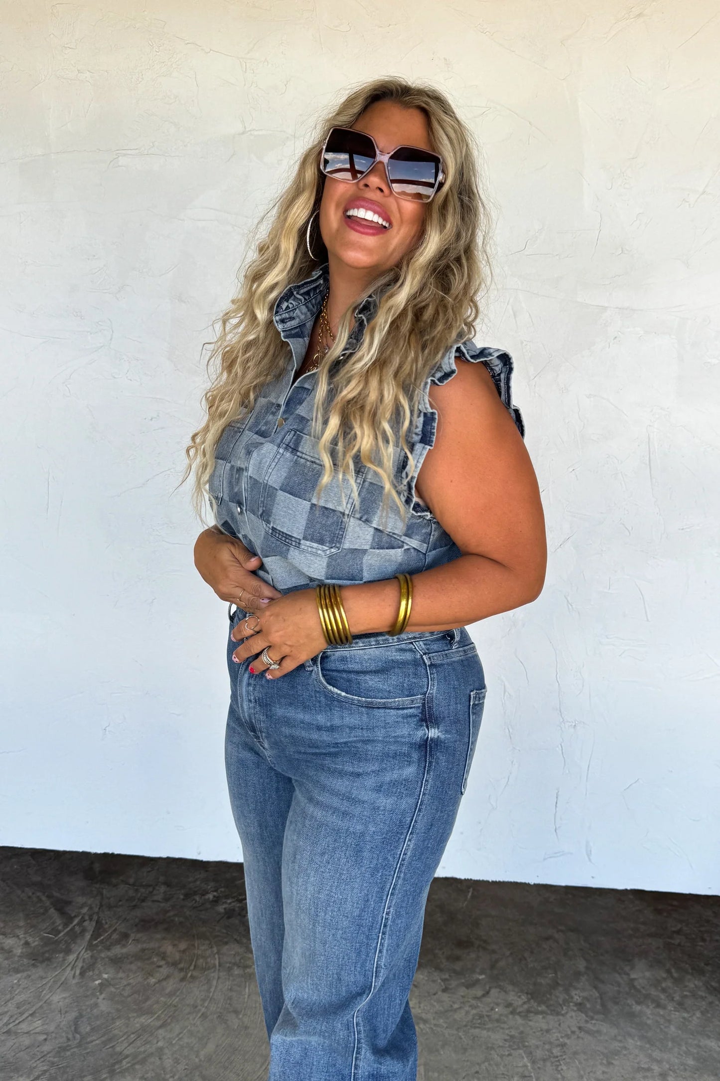 Pre order: Lainey Checker Denim Vest