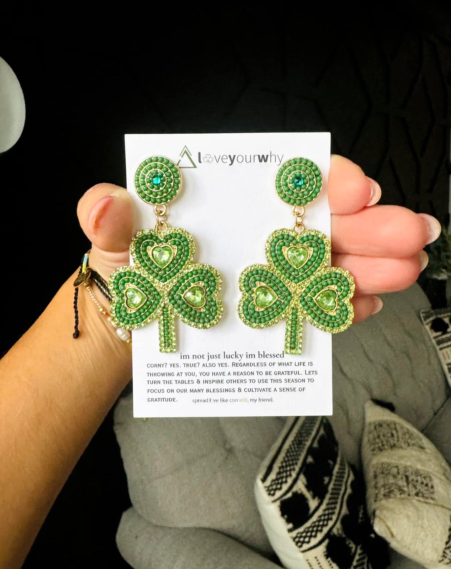 I’m Not Just Lucky I’m Blessed Shamrock Earrings