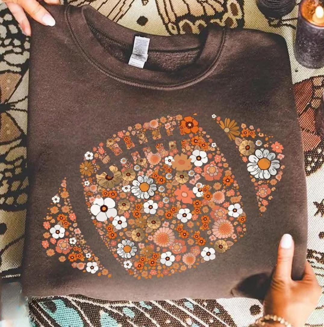 Floral Vintage Football Tee or Sweatshirt