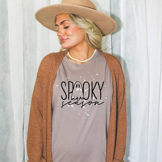 Spooky Season Faux Bleach Effect Graphic Tee
