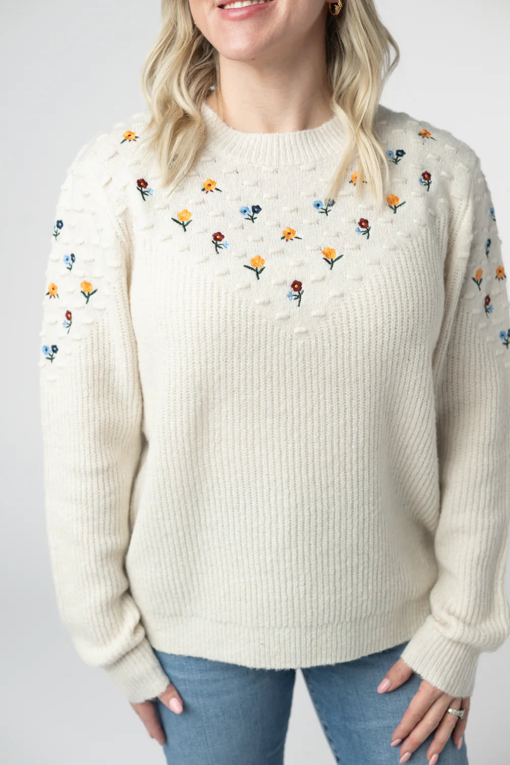 Ivory Micro Floral Sweater