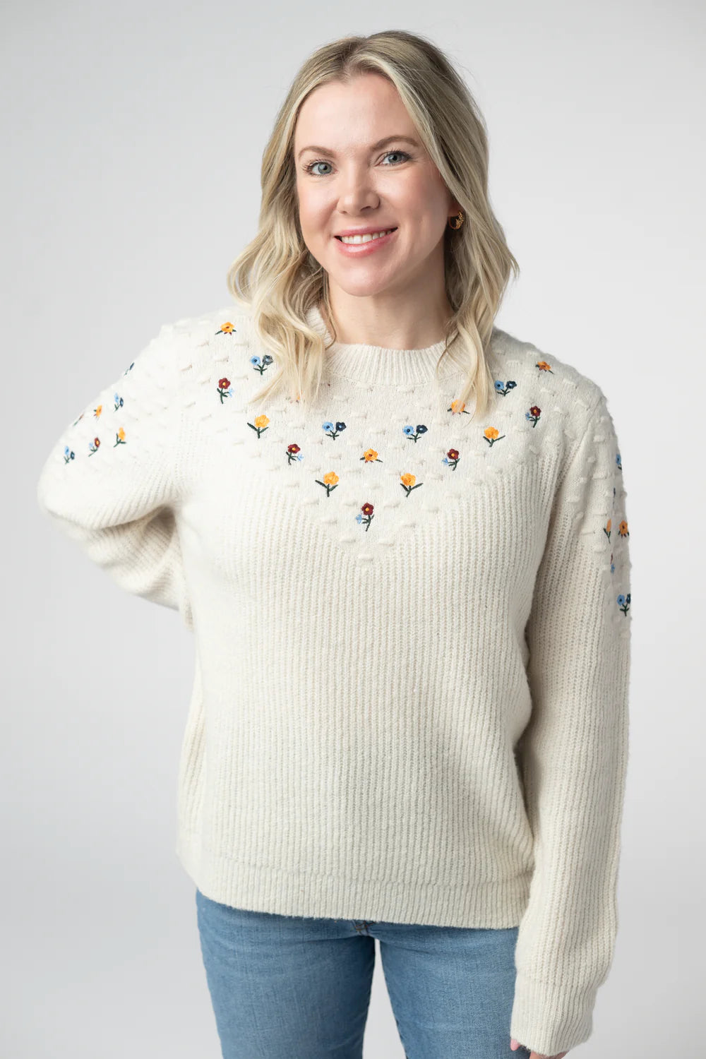 Ivory Micro Floral Sweater
