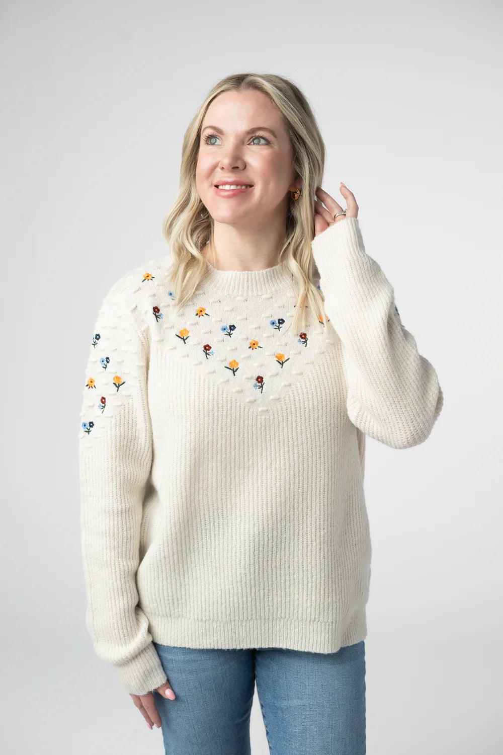 Ivory Micro Floral Sweater