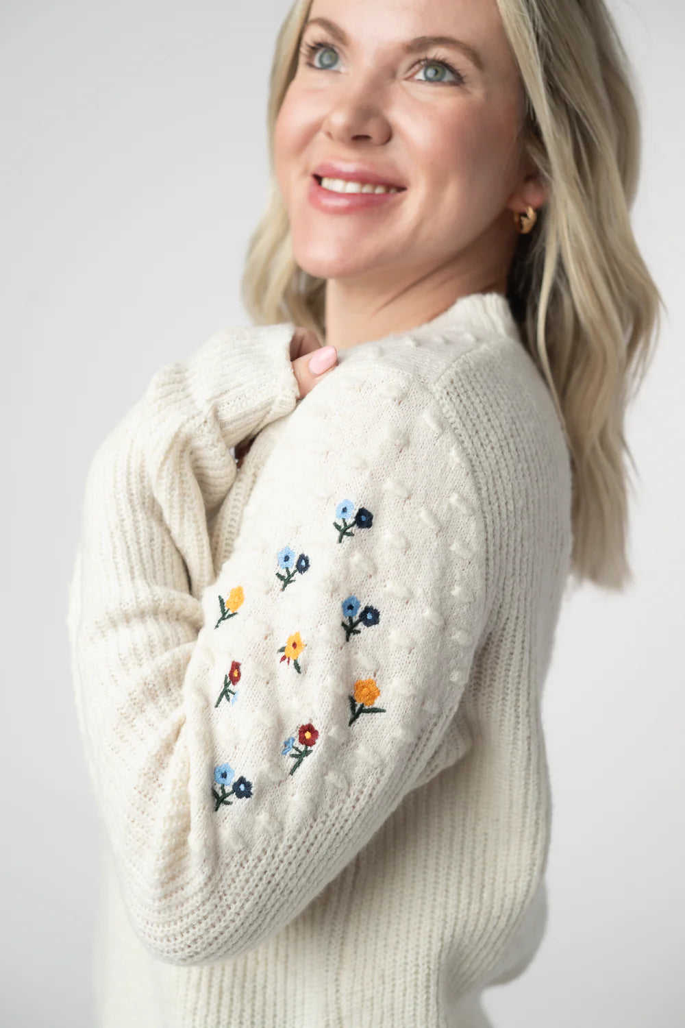 Ivory Micro Floral Sweater