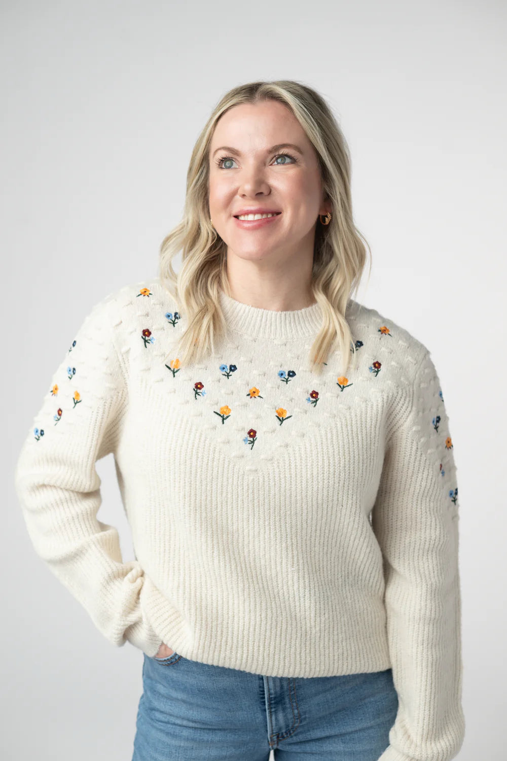Ivory Micro Floral Sweater