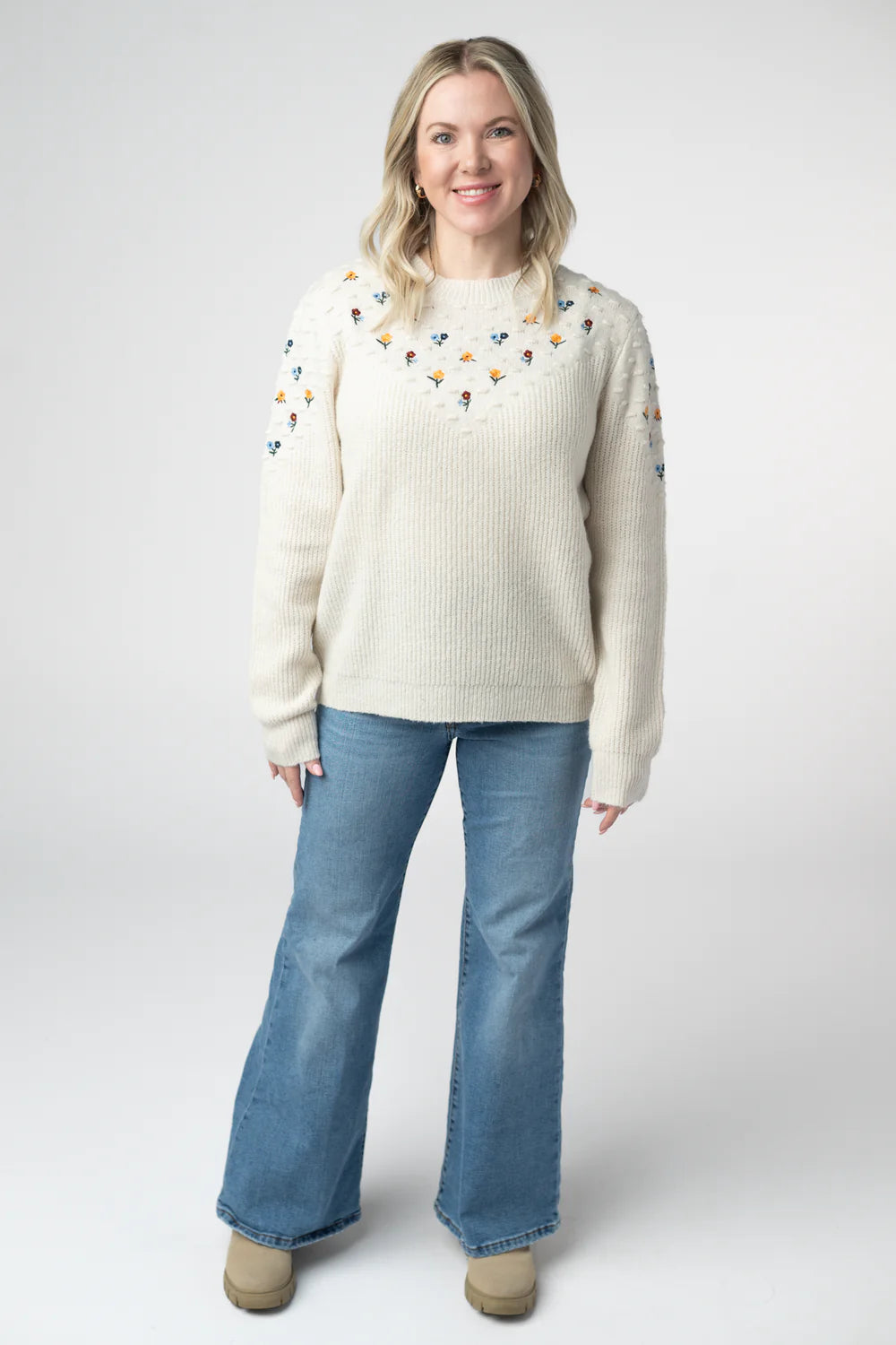 Ivory Micro Floral Sweater