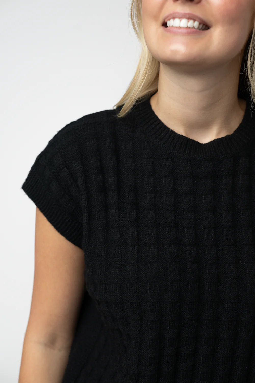 Black Knit Short Sleeve Top