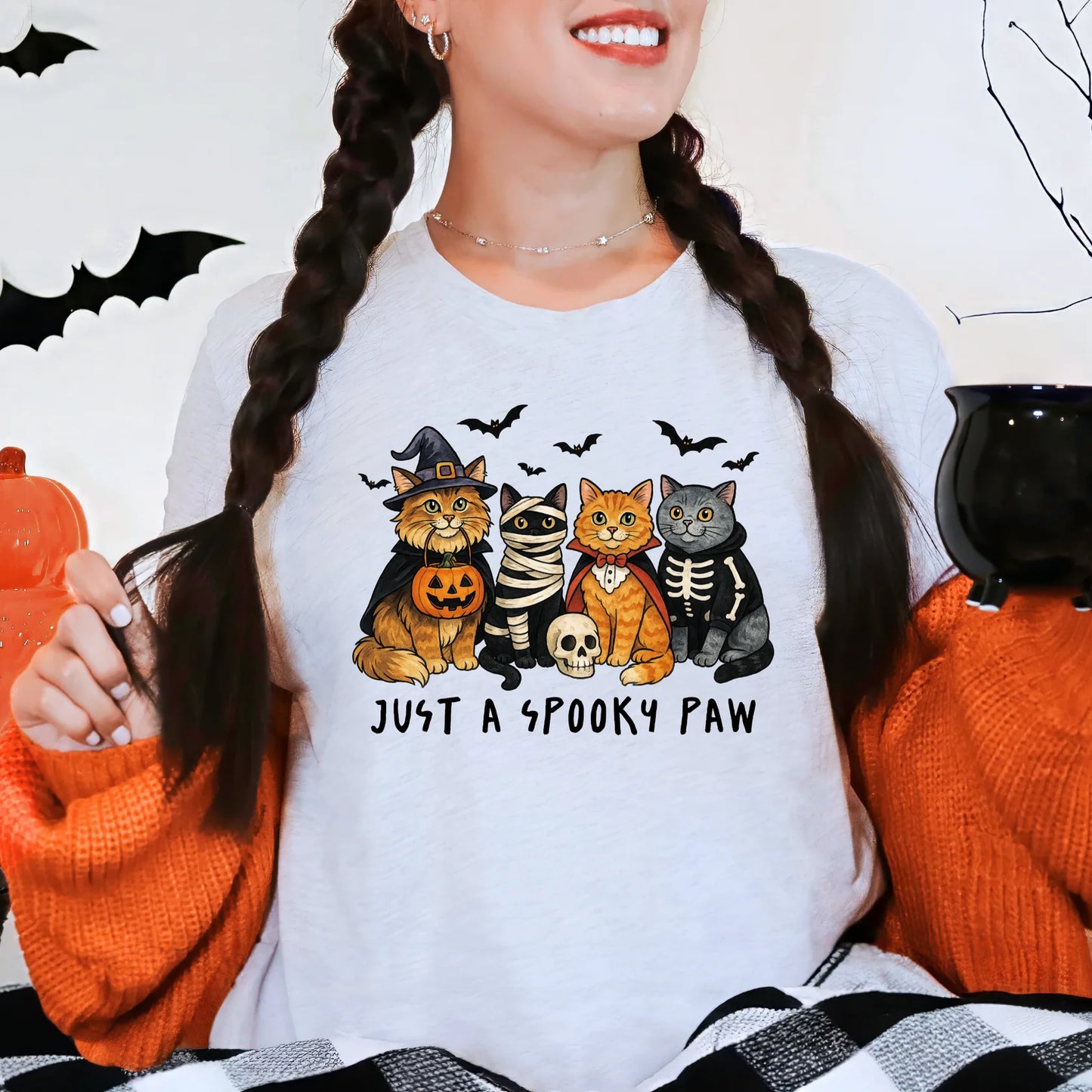 Cat Spooky Paw Graphic Tee or Sweatshirt - 4 color options