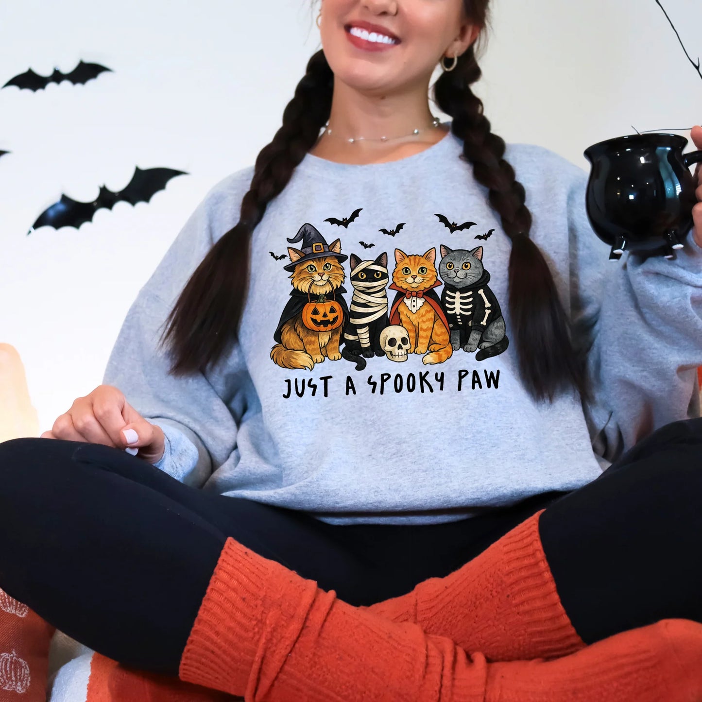Cat Spooky Paw Graphic Tee or Sweatshirt - 4 color options