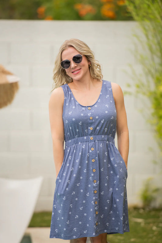 Summer Nautical Navy Sleeveless Dress