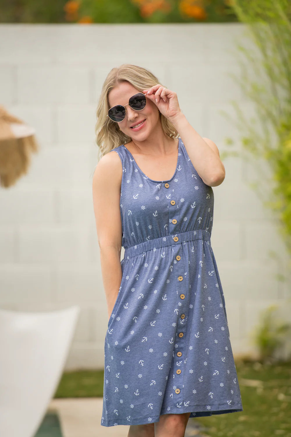 Summer Nautical Navy Sleeveless Dress