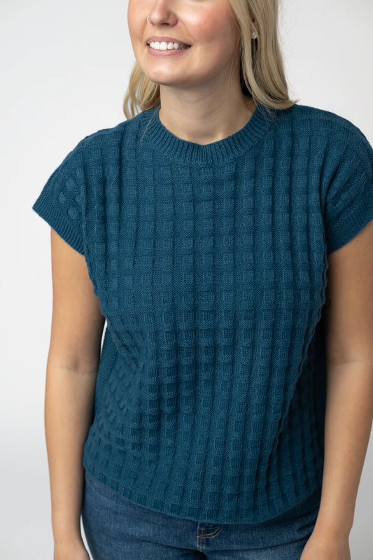 Teal Knit Short Sleeve Top